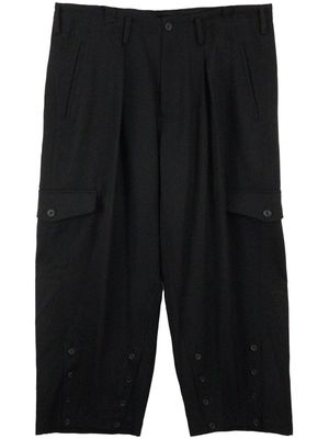 Yohji Yamamoto O-Hem drop-crotch wool trousers - Black