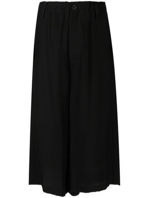 Yohji Yamamoto O-side Plush drop-crotch silk trousers - Black