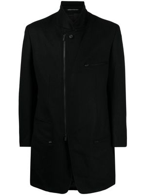 Yohji Yamamoto off-centre wool coat - Black