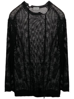 Yohji Yamamoto open-knit cotton jumper - Black