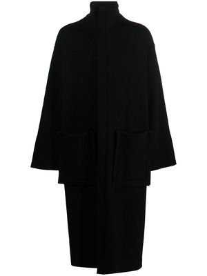 Yohji Yamamoto oversized-pocket long wool coat - Black