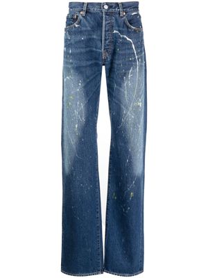 Yohji Yamamoto paint-splatter straight-leg jeans - Blue