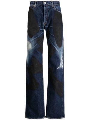 Yohji Yamamoto painted straigth-leg jeans - Blue