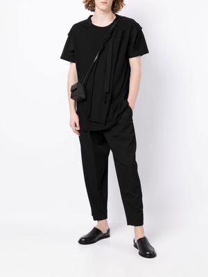 Yohji Yamamoto panelled drawstring cotton T-shirt - Black