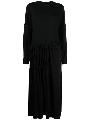 Yohji Yamamoto panelled tiered maxi dress - Black