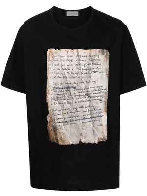 Yohji Yamamoto paper-print detail T-shirt - Black