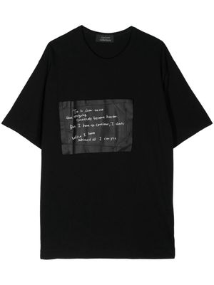 Yohji Yamamoto patch-appliqué cotton T-shirt - Black