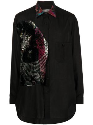 Yohji Yamamoto patchwork contrasting-collar shirt - Black