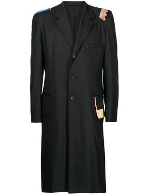 Yohji Yamamoto patchwork single-breasted coat - Black