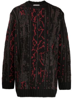 Yohji Yamamoto patterned intarsia-knit jumper - Black