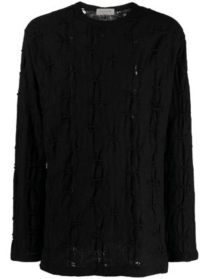 Yohji Yamamoto perforated-detailing cotton jumper - Black