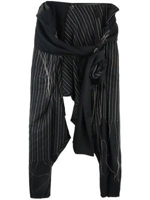 Yohji Yamamoto pinstripe drop-crotch wool trousers - Black