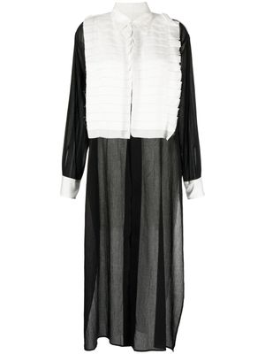 Yohji Yamamoto pleat-detail shirt midi dress - Black