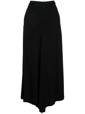 Yohji Yamamoto pleat-detailing zip-fastening cropped trousers - Black