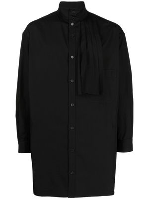 Yohji Yamamoto pleated-detail cotton shirt - Black