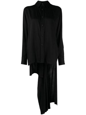Yohji Yamamoto pleated high-low hem shirt - Black
