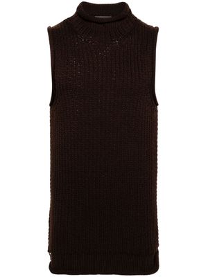 Yohji Yamamoto Pre-Owned 2000 ribbed-knit wool vest - Brown
