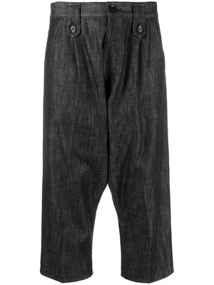 Yohji Yamamoto Pre-Owned 2000s cropped chambray trousers - Grey
