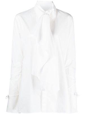 Yohji Yamamoto pussy-bow draped shirt - White