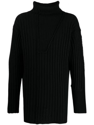 Yohji Yamamoto ribbed-knit roll-neck jumper - Black