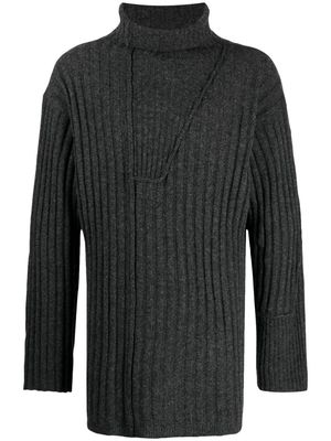 Yohji Yamamoto ribbed-knit roll-neck jumper - Grey