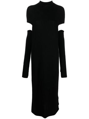 Yohji Yamamoto ribbed knitted maxi dress - Black