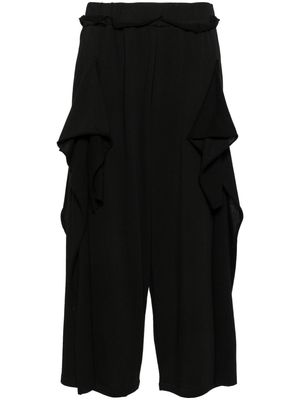Yohji Yamamoto ruffled cropped trousers - Black