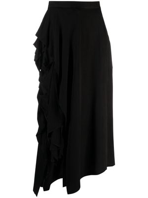 Yohji Yamamoto ruffled-detail asymmetric maxi skirt - Black