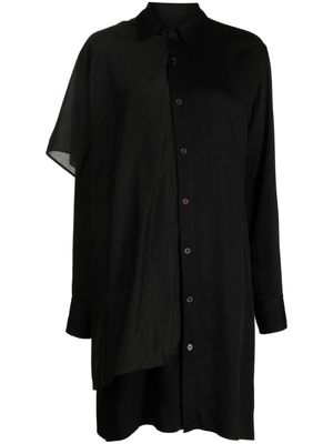 Yohji Yamamoto satin stole shirtdress - Black