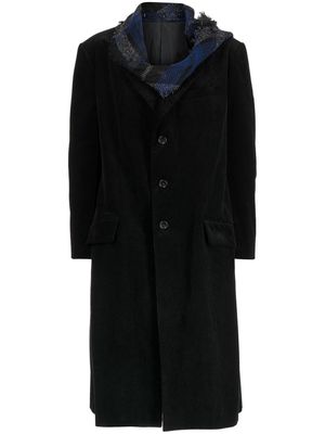 Yohji Yamamoto scarf-detail single-breasted coat - Black