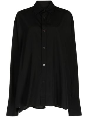 Yohji Yamamoto semi-sheer draped-panel shirt - Black