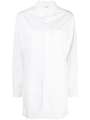 Yohji Yamamoto semi-sheer long-sleeve shirt - White