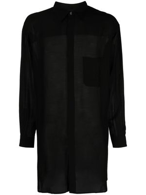 Yohji Yamamoto sheer-finish long shirt - Black