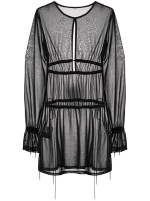 Yohji Yamamoto sheer pleated blouse - Black