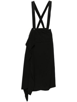 Yohji Yamamoto shoulder-straps satin skirt - Black