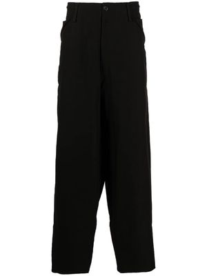 Yohji Yamamoto side-buttons cotton-blend trousers - Black