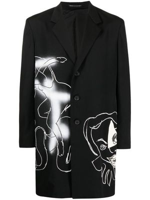 Yohji Yamamoto silhouette-print blazer - Black