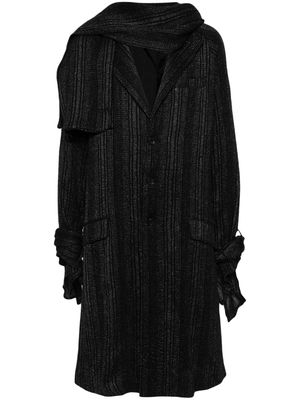 Yohji Yamamoto single-breasted attached-scarf coat - Black