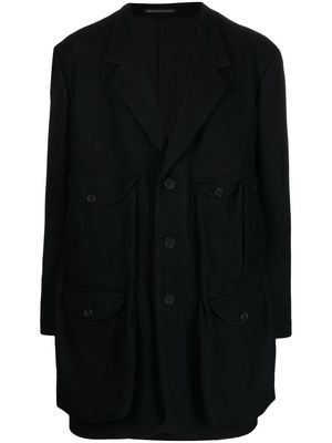 Yohji Yamamoto single-breasted fitted coat - Black