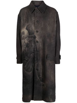 Yohji Yamamoto single-breasted midi coat - Brown