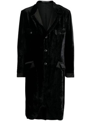 Yohji Yamamoto single-breasted velvet coat - Black