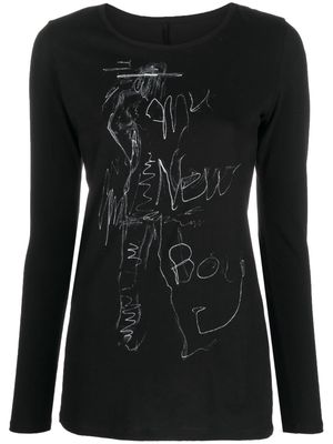 Yohji Yamamoto sketch-print cotton shirt - Black