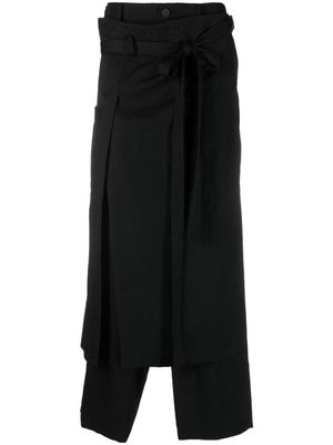 Yohji Yamamoto skirt-overlay straight-leg trousers - Black