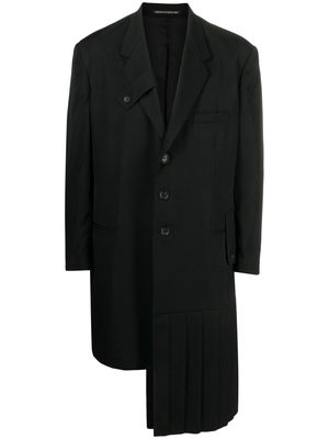 Yohji Yamamoto slogan-print single-breasted coat - Black