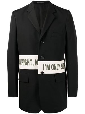 Yohji Yamamoto slogan-print tailored blazer - Black