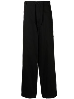 Yohji Yamamoto slouchy cotton drawstring trousers - Black