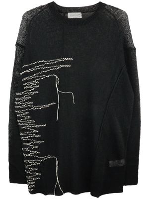 Yohji Yamamoto stitch-detail fine-knit jumper - Black
