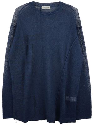 Yohji Yamamoto stitch-detail fine-knit jumper - Blue