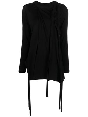 Yohji Yamamoto strap-detail round-neck sweatshirt - Black