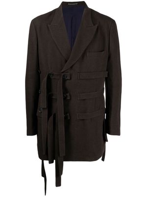 Yohji Yamamoto strapped long-sleeve coat - Brown